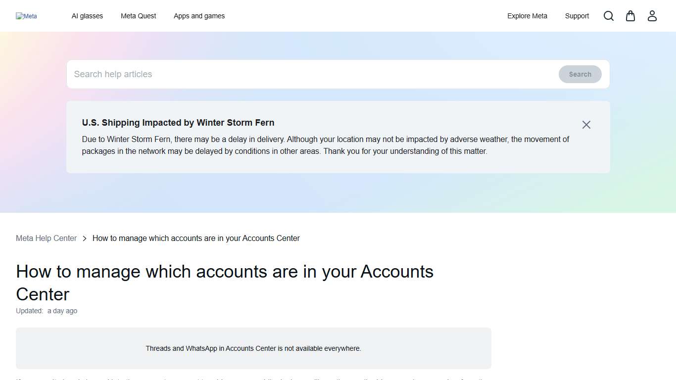How to manage which accounts are in your Accounts Center Meta Help Center Meta Store