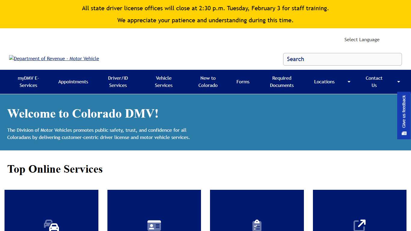 Home Department of Revenue - Motor Vehicle